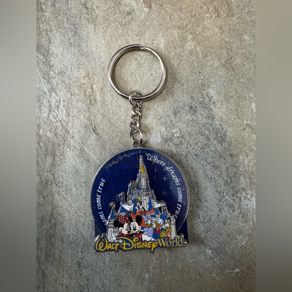 Vintage Walt Disney World Keychain with Castle and Characters